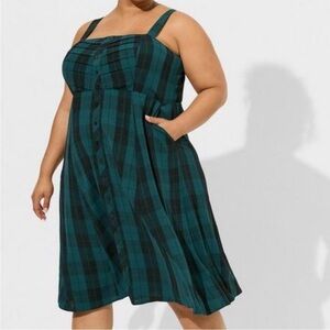 NWT Torrid MIDI Plaid Button Front Dress
Teal Black Size 12 (Torrid 0)